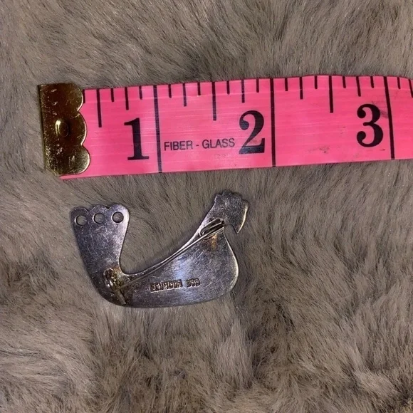 VTG Equador 925 Silver Bird Chicken Brooch w Stone eye 2” - Picture 4 of 4